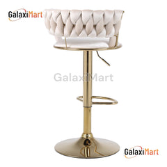 Camellia Luxury Velvet Bar Stools – Modern Quilted Bar Chairs with Gold Legs