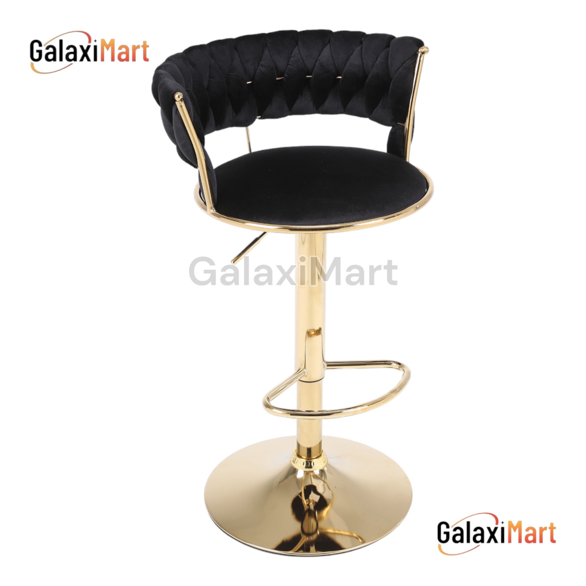 Camellia Luxury Velvet Bar Stools – Modern Quilted Bar Chairs with Gold Legs