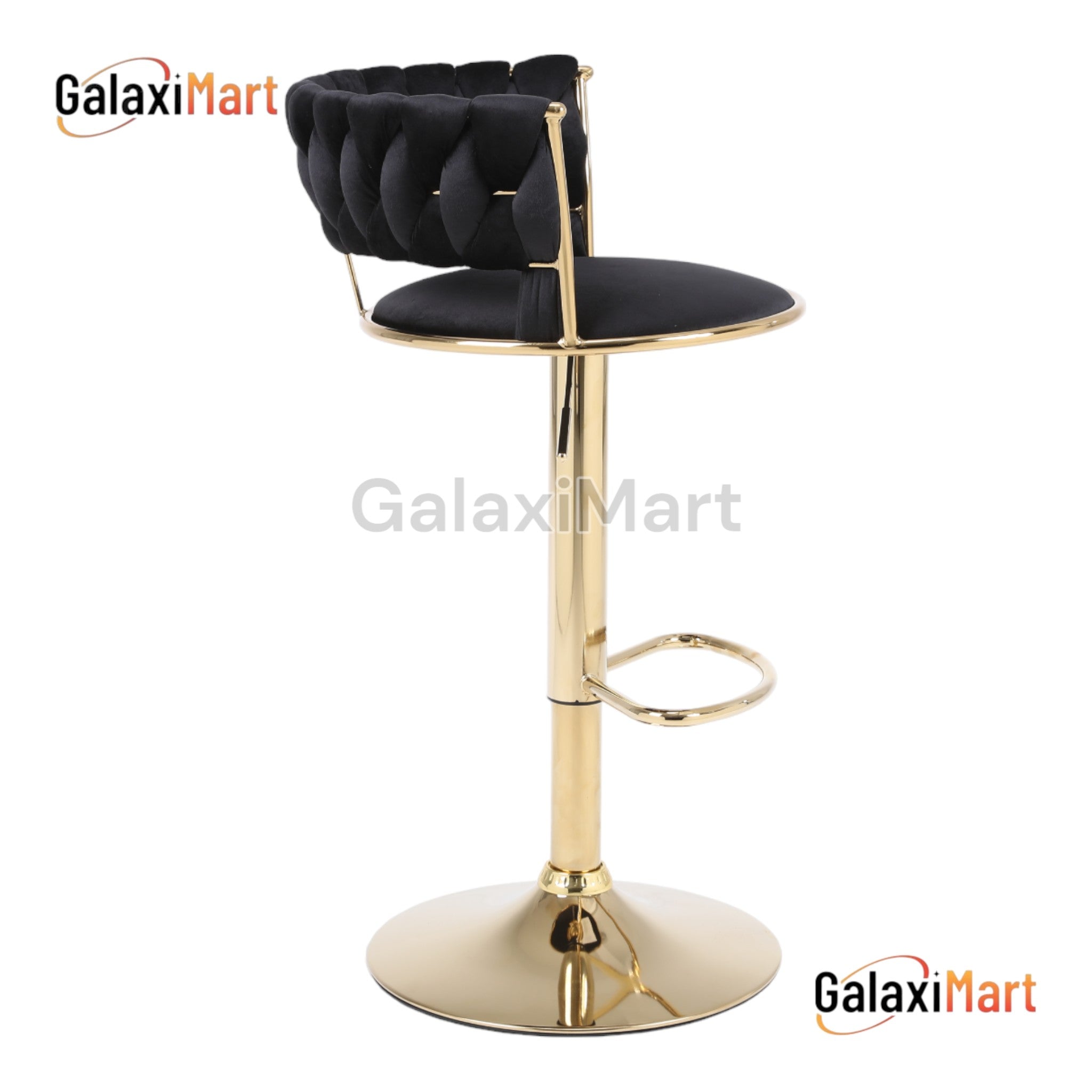 Camellia Luxury Velvet Bar Stools – Modern Quilted Bar Chairs with Gold Legs
