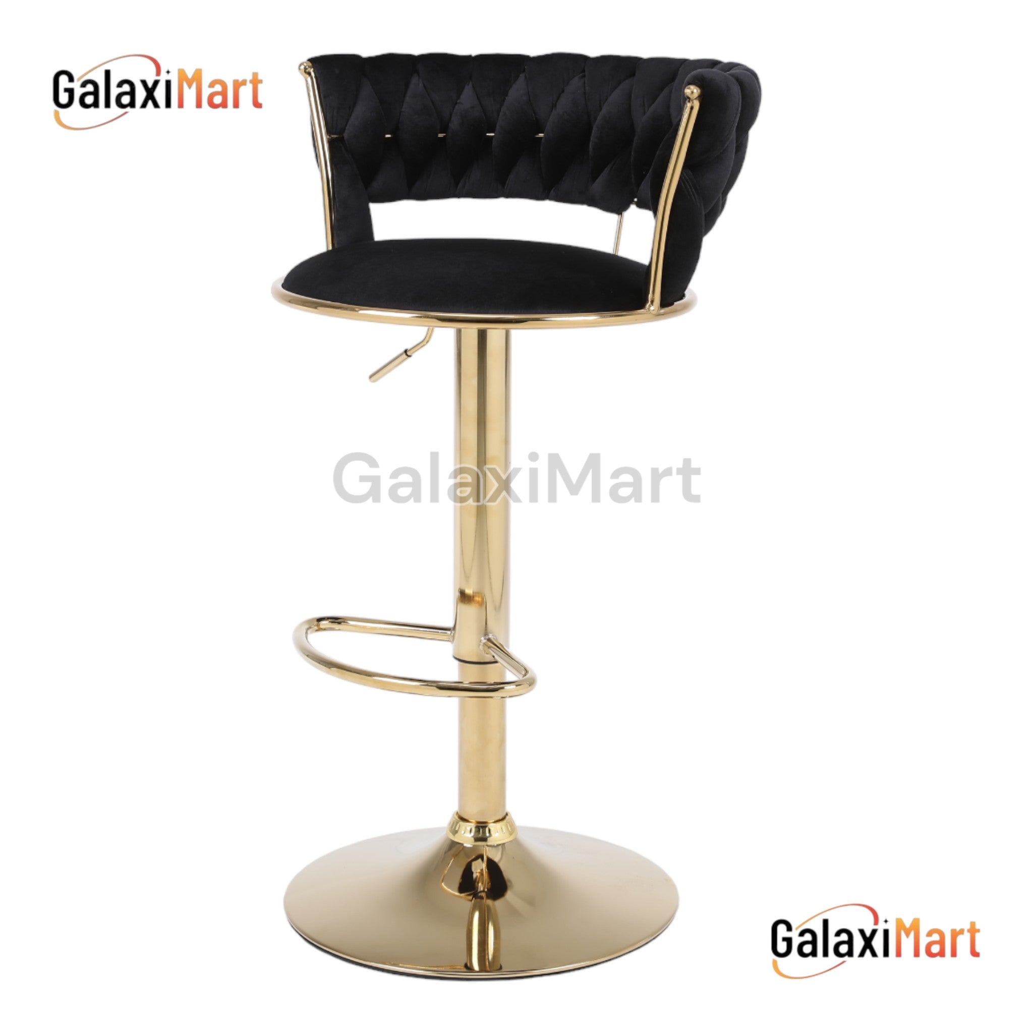 Camellia Luxury Velvet Bar Stools – Modern Quilted Bar Chairs with Gold Legs