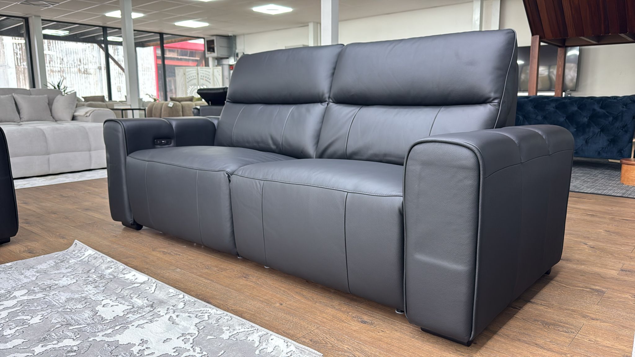 Bellagio Genuine Leather Electric Recliner Sofa Black 2 and 3 Seater