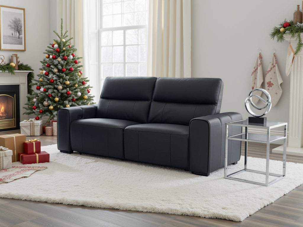 Bellagio Genuine Leather Electric Recliner Sofa Black 2 and 3 Seater