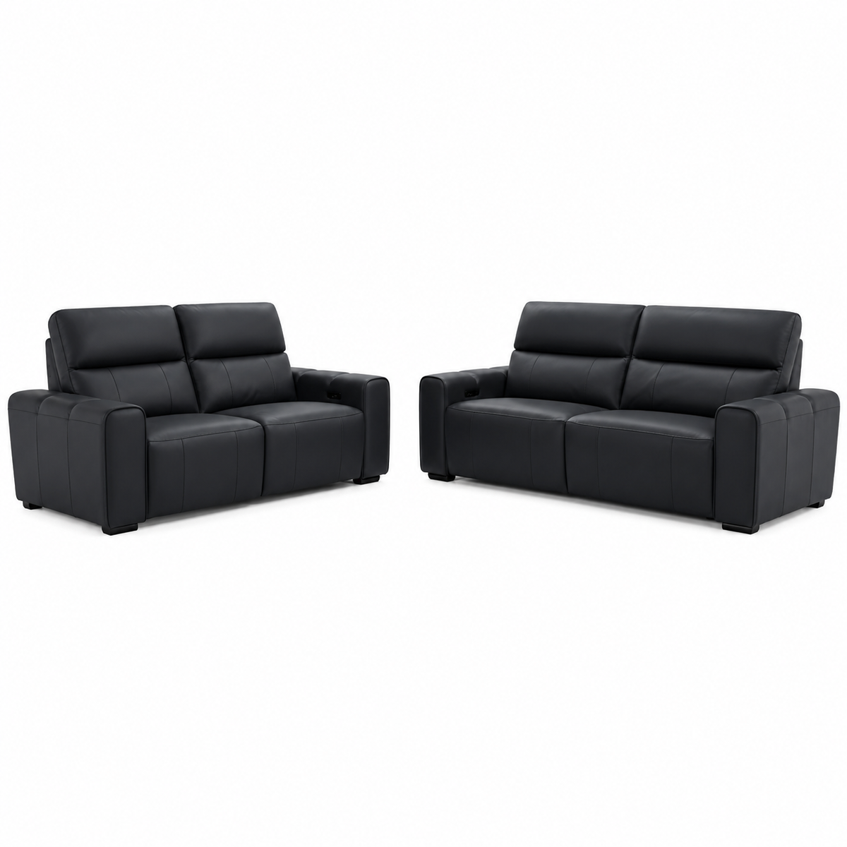 Bellagio Genuine Leather Electric Recliner Sofa Black 3+2 Set