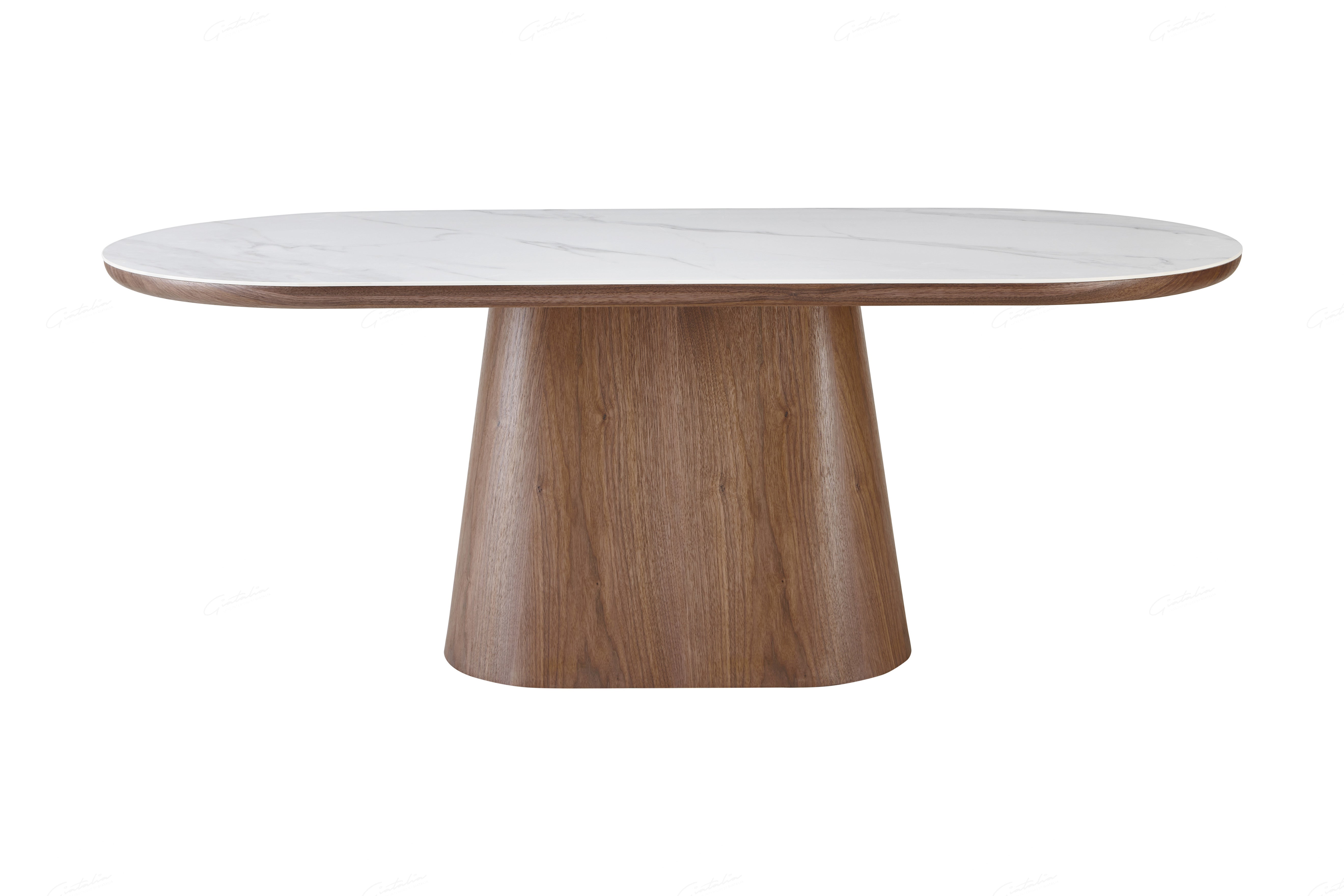 Bianca 200cm Oval Beech & White Ceramic Marble Dining Table