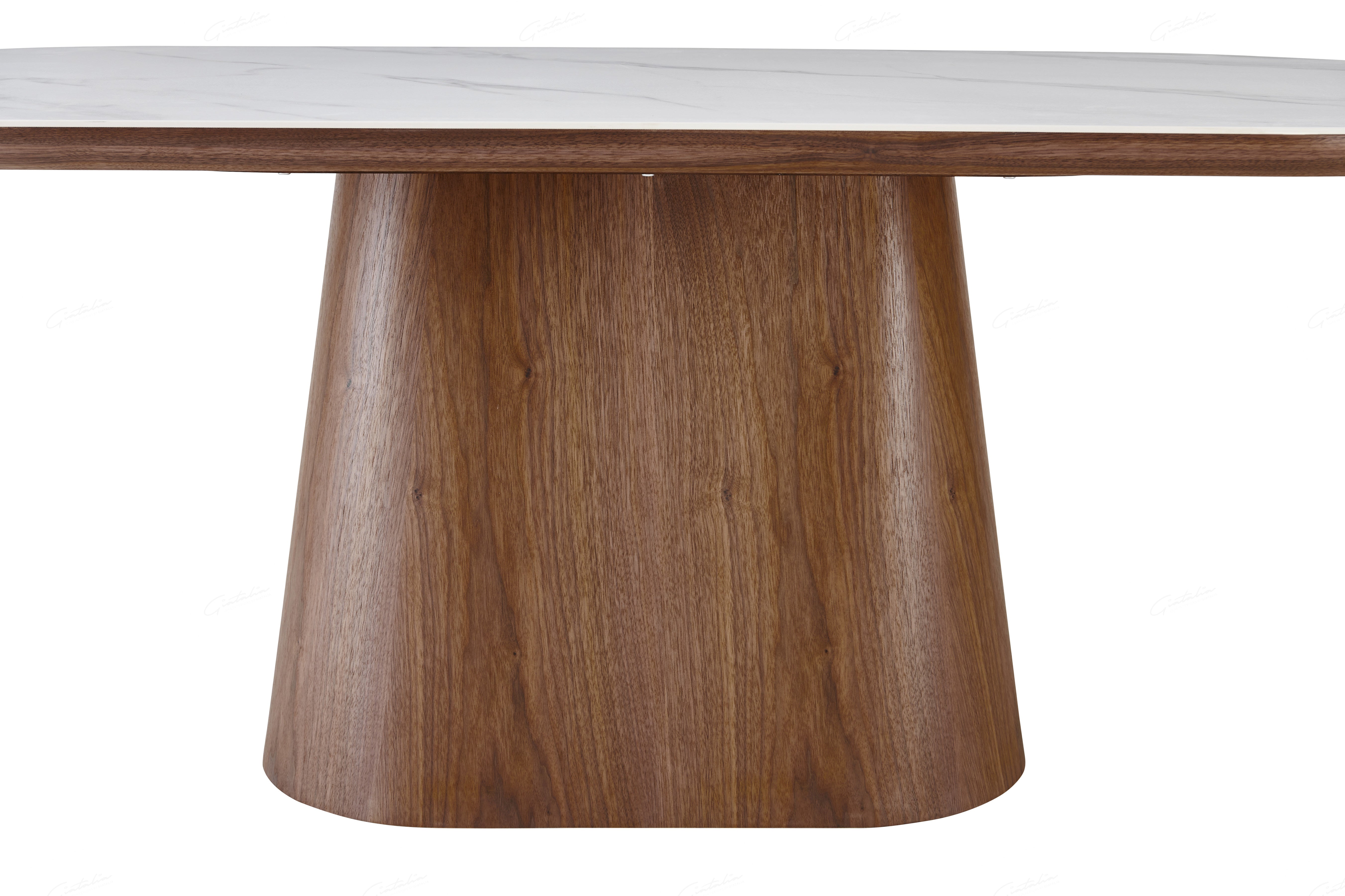 Bianca 200cm Oval Beech & White Ceramic Marble Dining Table