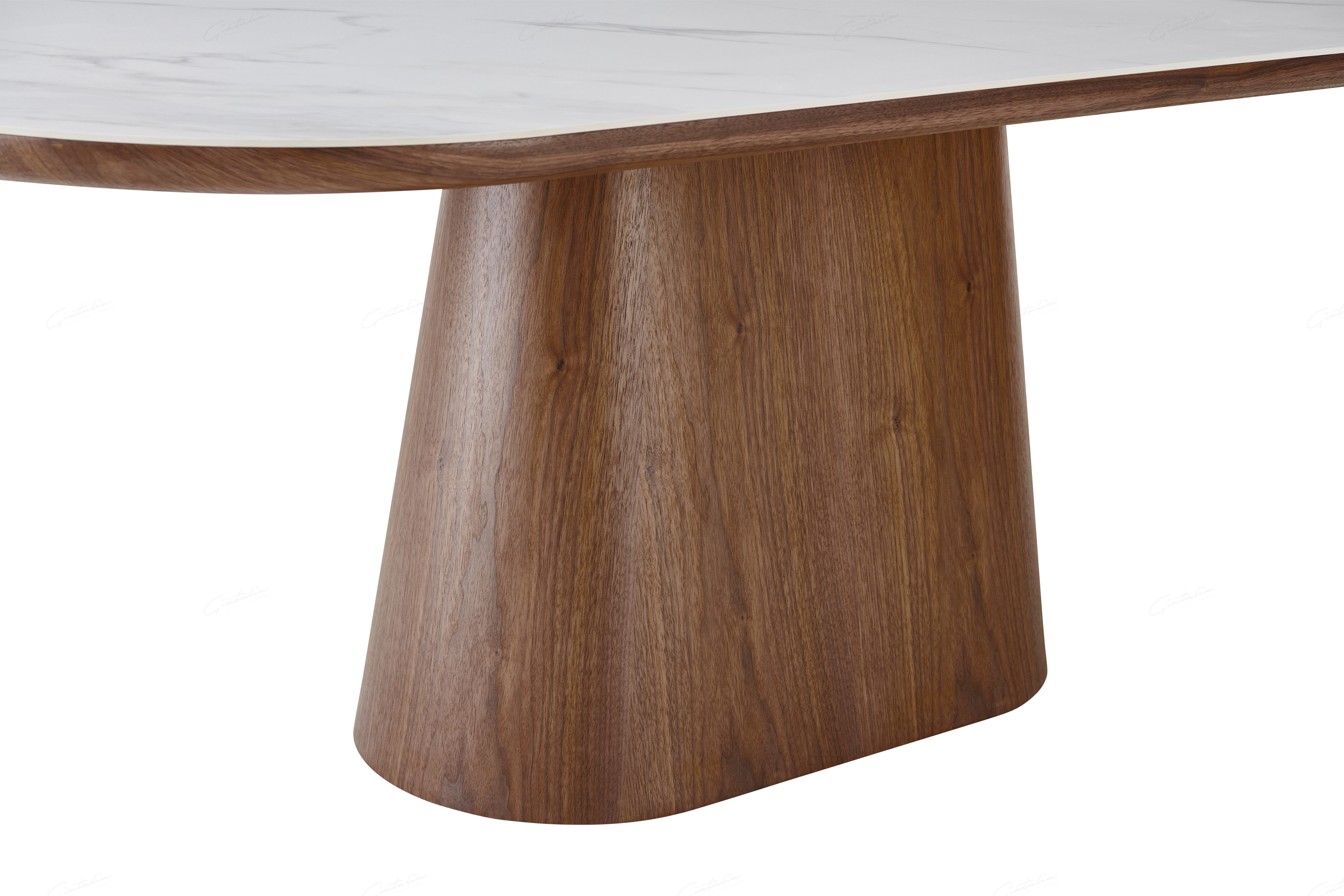 Bianca 200cm Oval Beech & White Ceramic Marble Dining Table