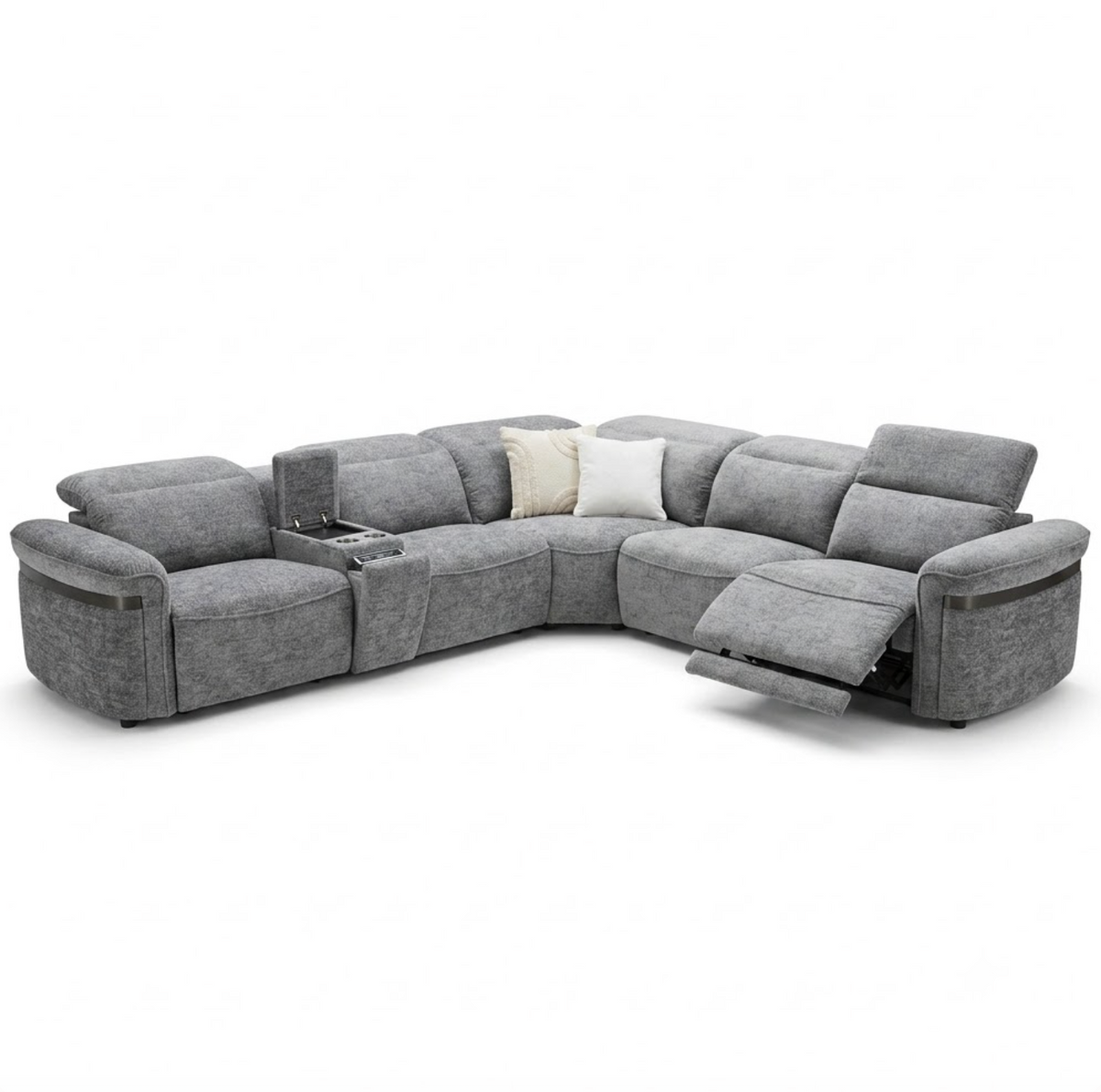 Bicester Electric Recliner Sofa Grey Large Corner
