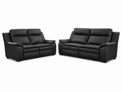 Boston Genuine Leather Electric Recliner Sofa Black 3+2 Set