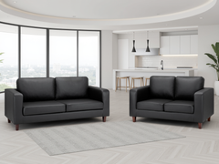 Box Black 3+2 Faux Leather Sofa Set