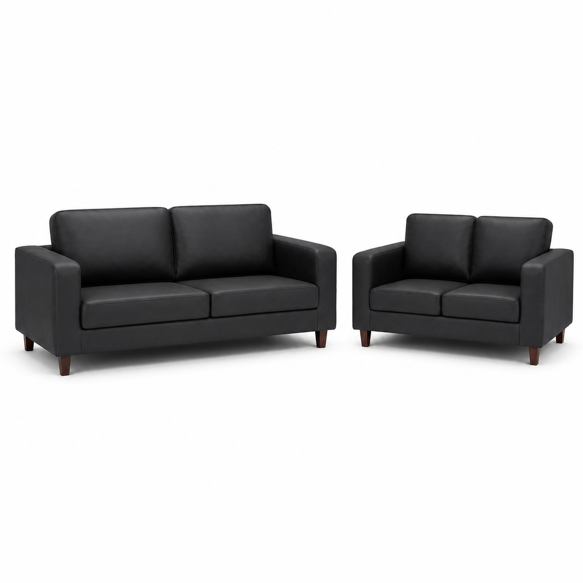 Box Black 3+2 Faux Leather Sofa Set