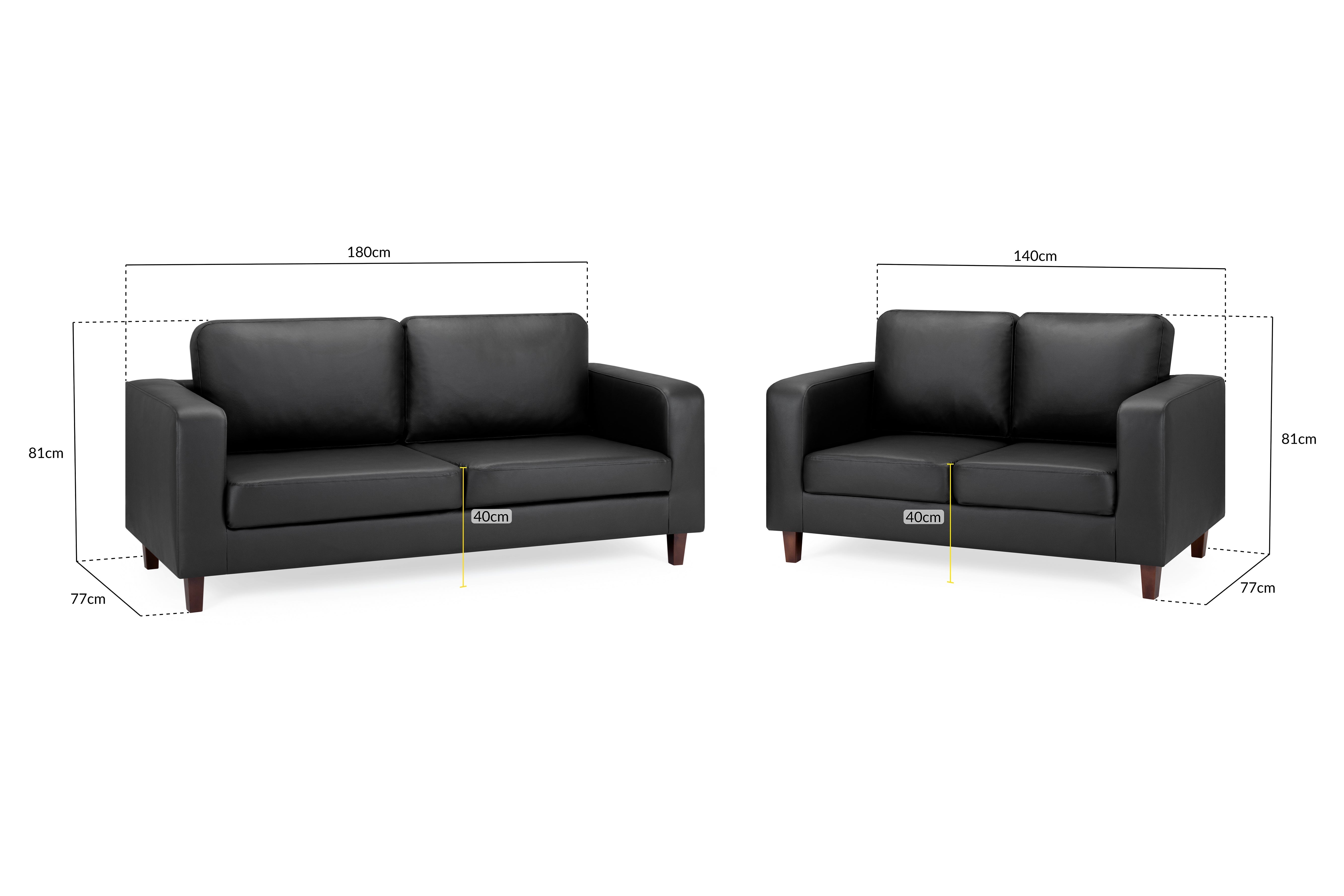 Box Black 3+2 Faux Leather Sofa Set