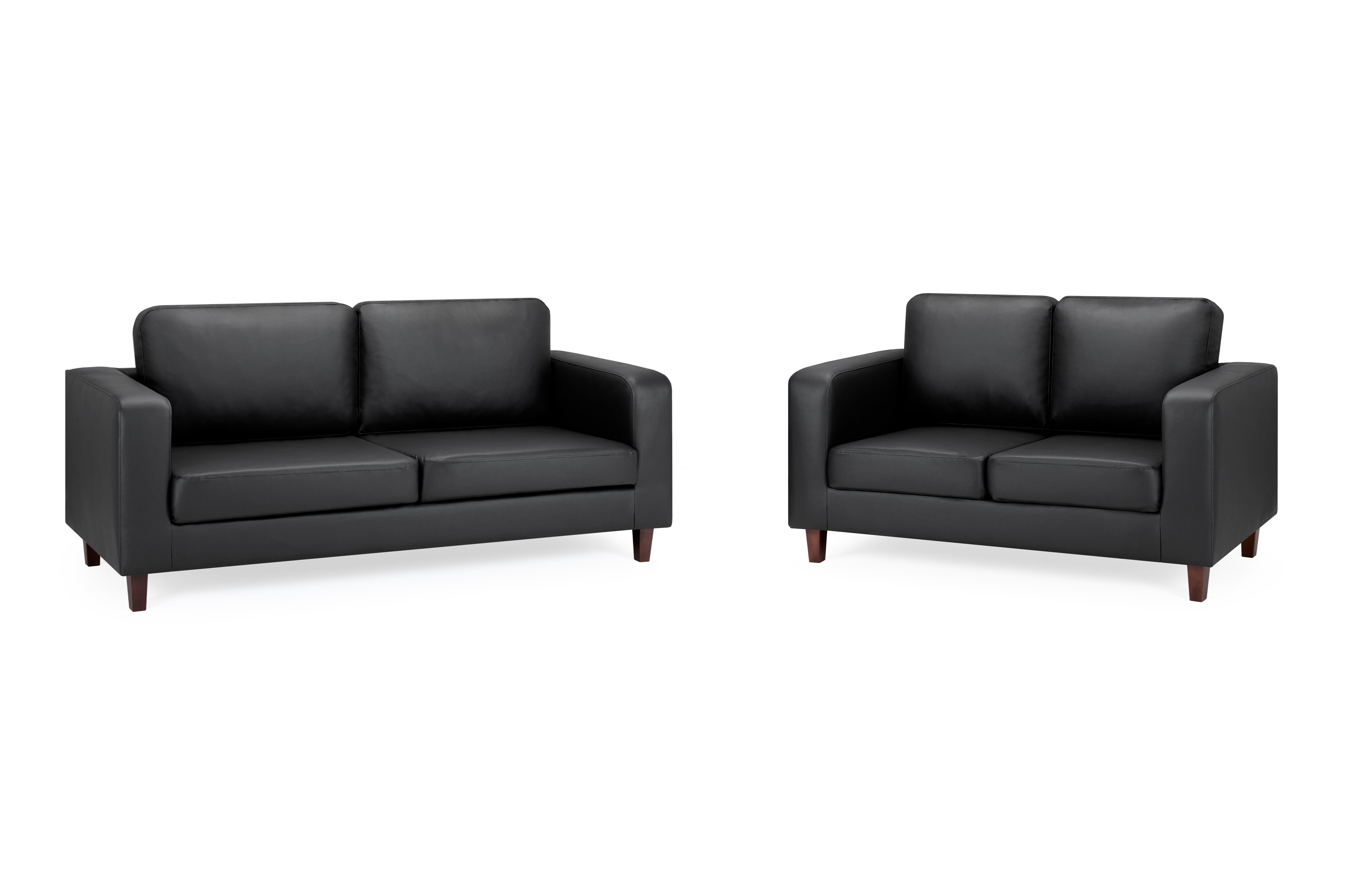 Box Black 3+2 Faux Leather Sofa Set