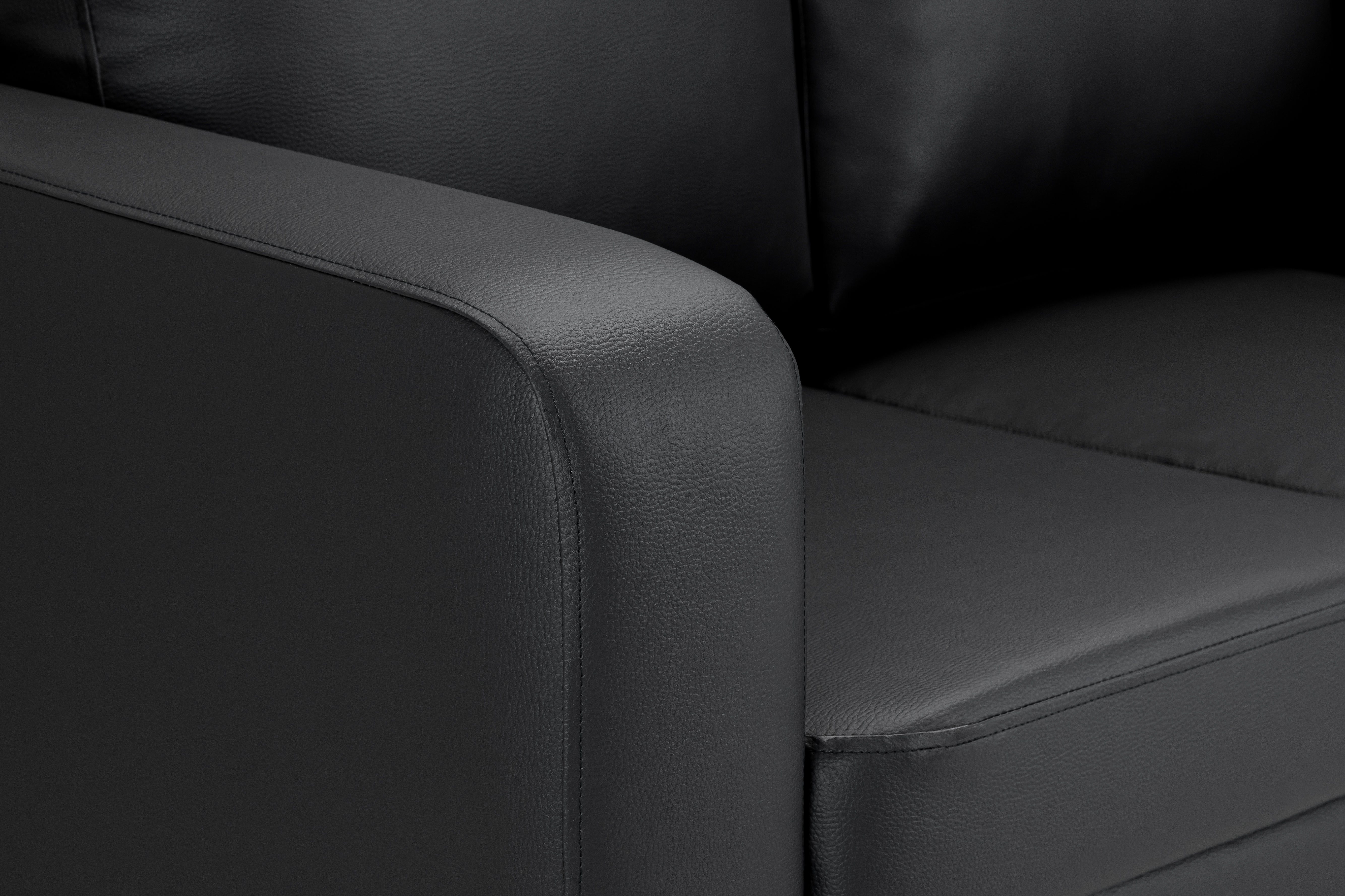 Box Black 3+2 Faux Leather Sofa Set