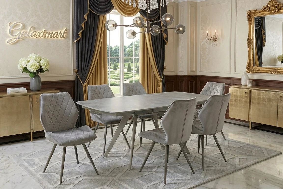 Cambridge Beige/Grey Extending Dining Table & Chairs Set