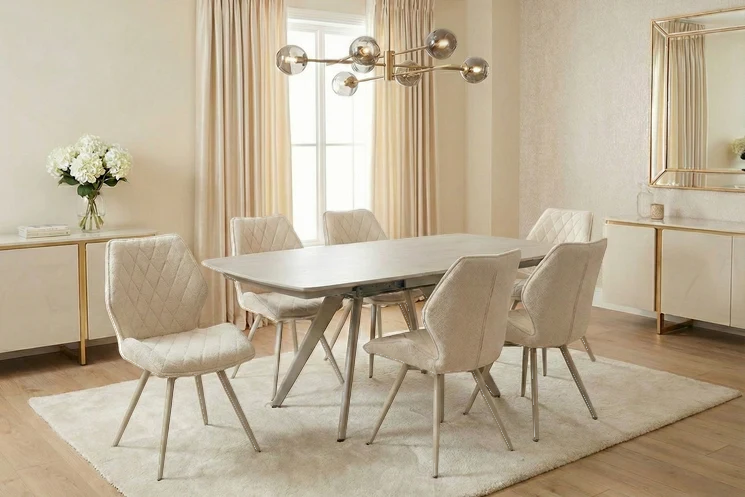 Cambridge Beige/Grey Extending Dining Table & Chairs Set
