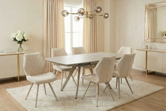 Cambridge Beige/Grey Extending Dining Table & Chairs Set