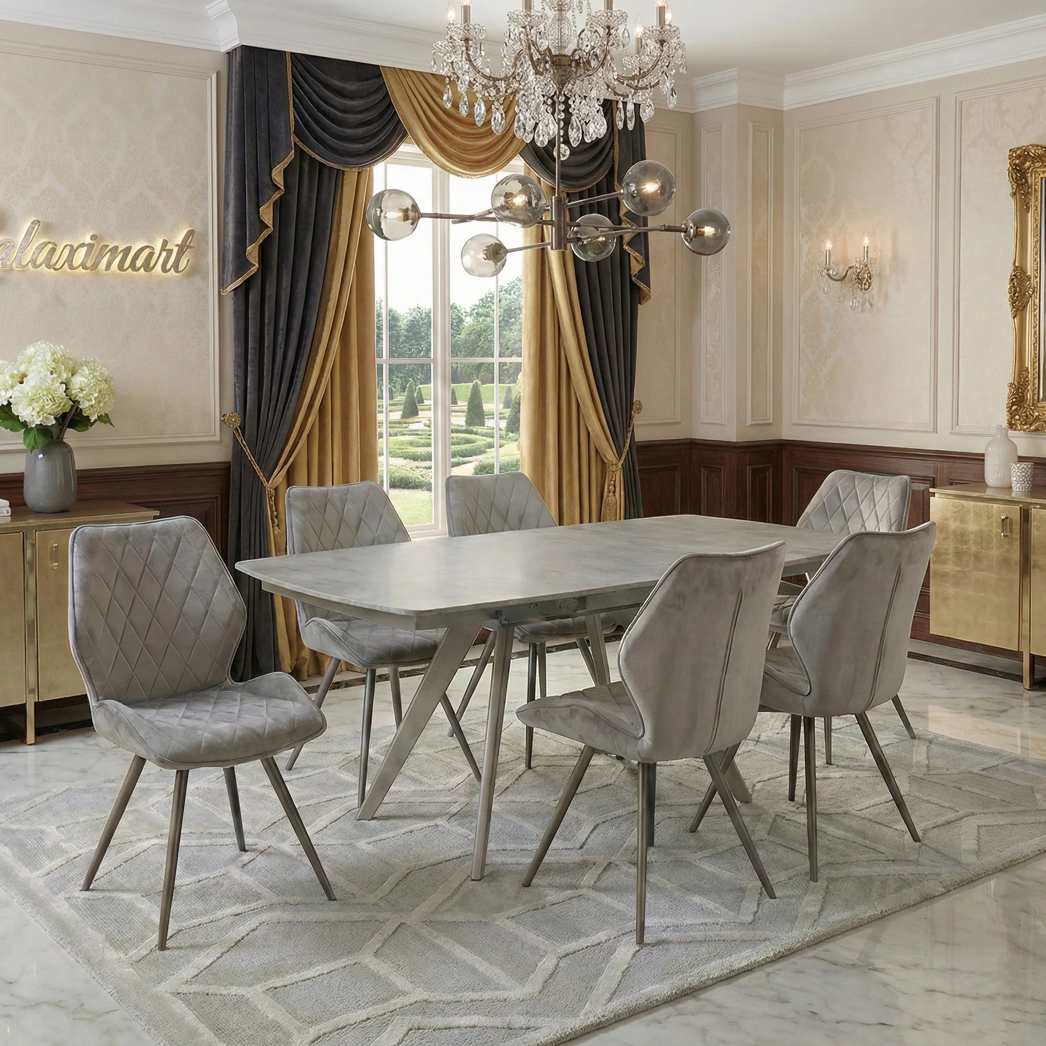 Cambridge Beige/Grey Extending Dining Table & Chairs Set