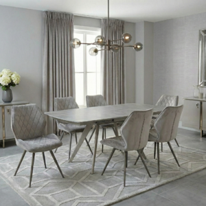 Cambridge Beige/Grey Extending Dining Table & Chairs Set