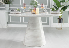 Cannes Luxury 130cm White Marble Round Dining Table