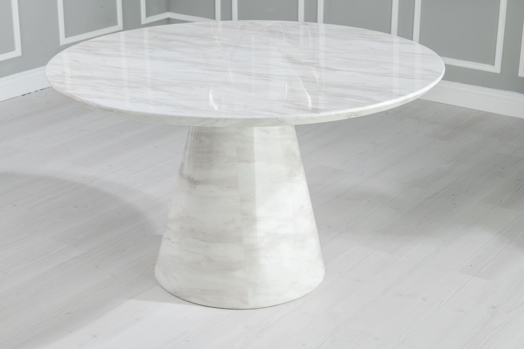 Cannes Luxury 130cm White Marble Round Dining Table