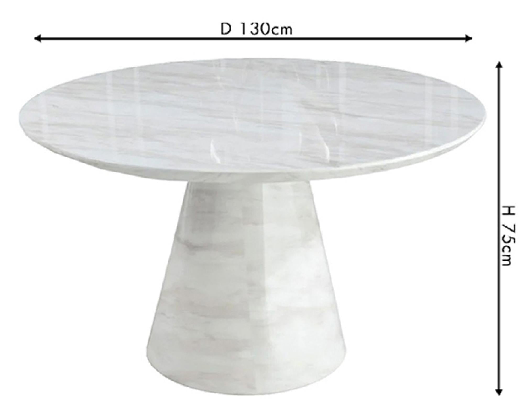 Cannes Luxury 130cm White Marble Round Dining Table