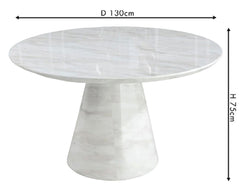 Cannes Luxury 130cm White Marble Round Dining Table