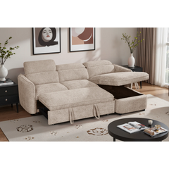 Capri Beige L-Shape Corner Sofa Bed