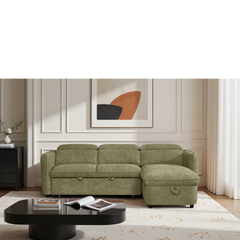 Capri Green L-Shape Corner Sofa Bed