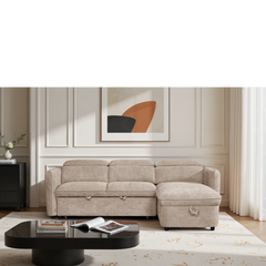 Capri Beige L-Shape Corner Sofa Bed
