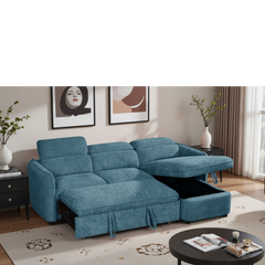 Capri Blue L-Shape Corner Sofa Bed