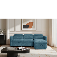 Capri Blue L-Shape Corner Sofa Bed
