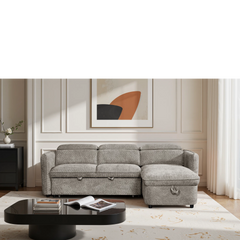 Capri Grey L-Shape Corner Sofa Bed