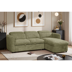 Capri Green L-Shape Corner Sofa Bed