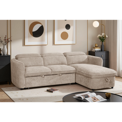 Capri Beige L-Shape Corner Sofa Bed