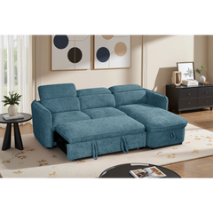 Capri Blue L-Shape Corner Sofa Bed