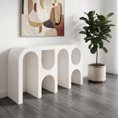 Capriana White Micro Cement Console Table