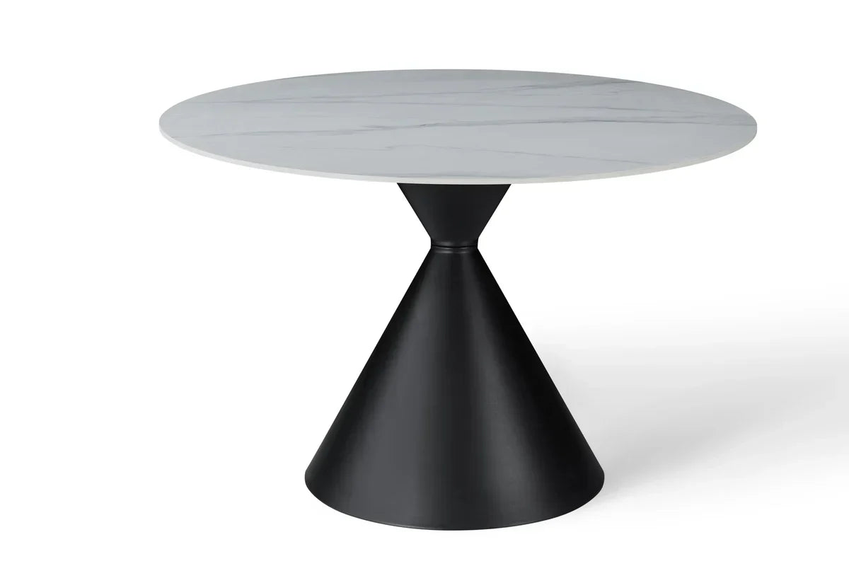 Casa 120cm Black & White Round Dining Table with Franca Swivel Chairs