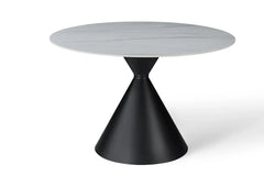 Casa 120cm Black & White Round Dining Table with Franca Swivel Chairs