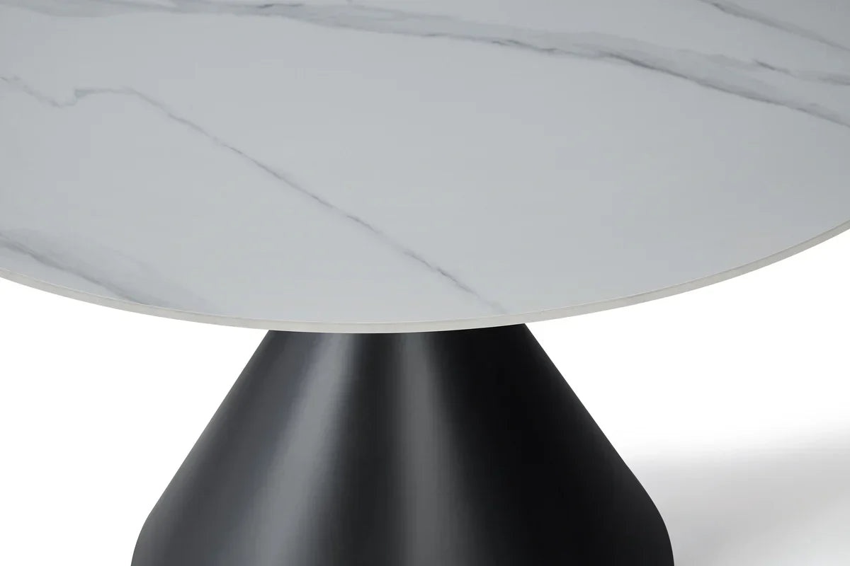 Casa 120cm Black & White Round Dining Table with Eclat Swivel Dining Chairs
