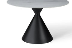 Casa 120cm Black & White Round Dining Table with Amalfi Dining Chairs