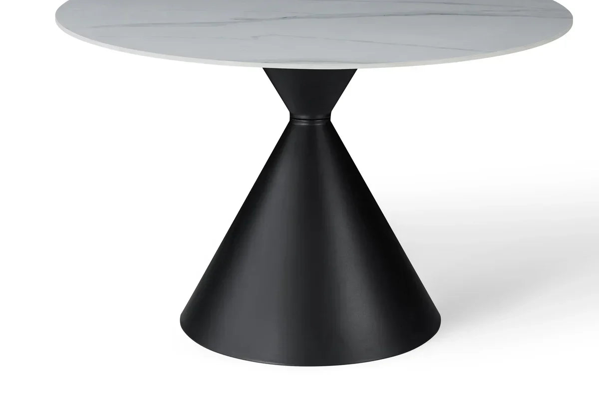Casa 120cm Black & White Round Dining Table with Zara Chairs