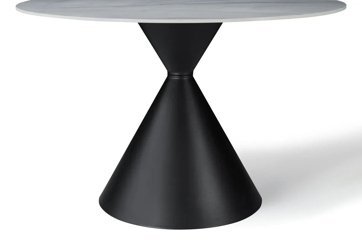 Casa 120cm Black & White Round Dining Table with Zara Chairs
