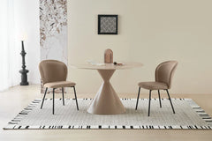 Casa 120cm Cappucino Round Table - Cappuccino & Travertine + 4 chairs