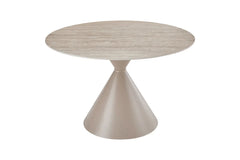 Casa 120cm Cappucino Round Table - Cappuccino & Travertine + 4 chairs