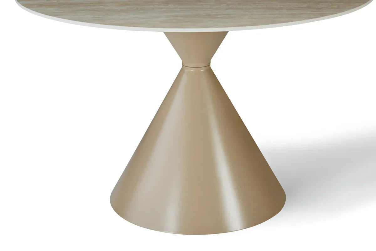 Casa 120cm Cappucino Round Table - Cappuccino & Travertine