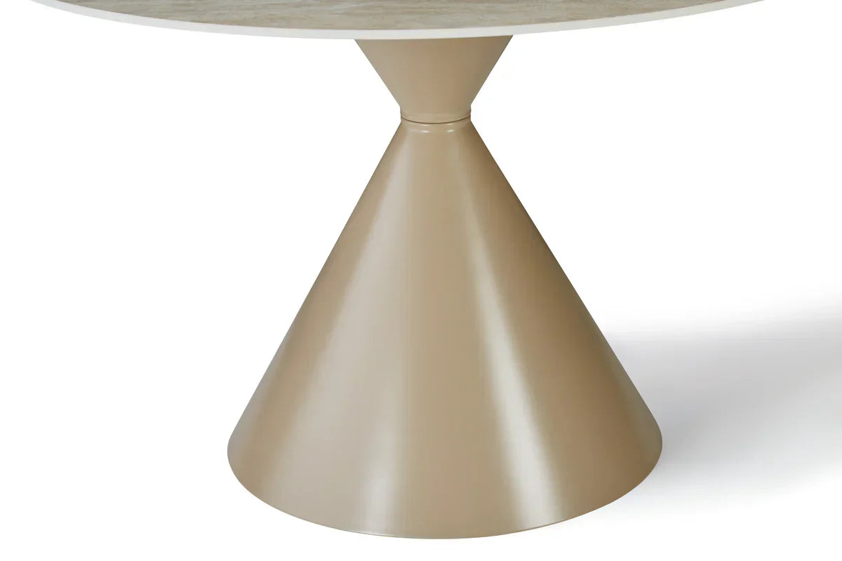 Casa 120cm Cappucino Round Table - Cappuccino & Travertine + 4 chairs