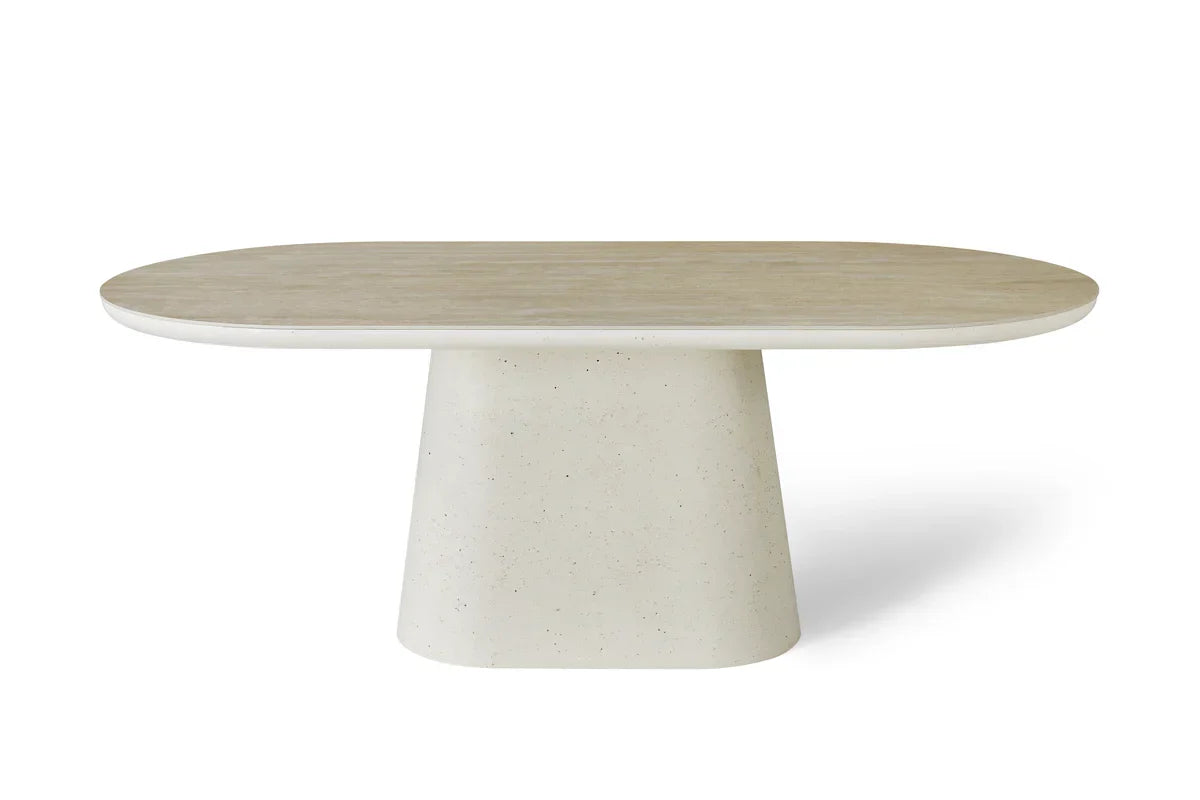 Celine 200cm Ivory & Travertine Big Dining Table