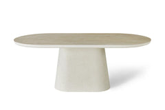 Celine 200cm Ivory & Travertine Big Dining Table