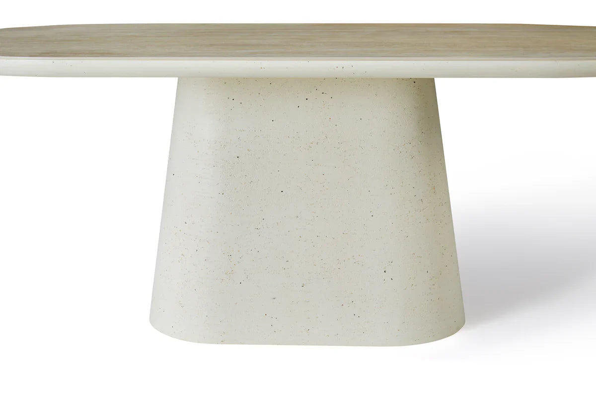 Celine 200cm Ivory & Travertine Big Dining Table