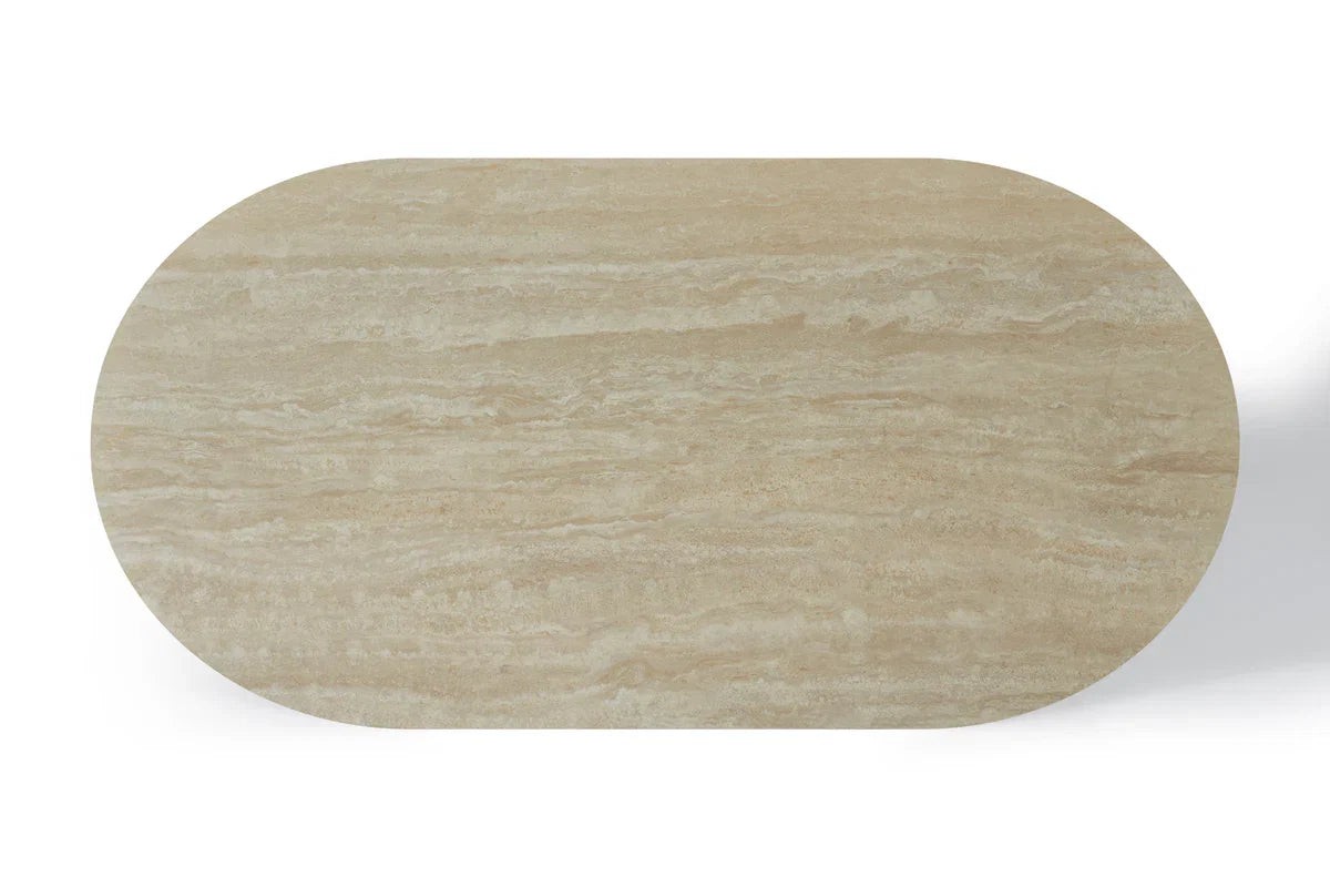 Celine 200cm Ivory & Travertine Big Dining Table